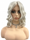 Platinum blonde beach wavy with side bangs Synthetic Lace Part Wig GLP048