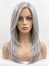 Glamvigor Hybrillia Blend Human Hair Light Grey long layered PRE-CUT Lace Part Wig GLP073