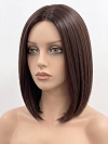 Glamvigor Hybrillia Blend Human Hair Dark Brown base with Light Reddish Brown highlights shoulder-length PRE-CUT Lace Part Wig GLP076