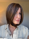 Stunning Medium Brown With Ginger Red Highlights medium bob haircut Synthetic Mono TOP Wig GMT005
