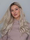 Glamvigor Hybrillia Blend Human Hair  Light Platinum Ombre Long Layered Wavy  Lace Part Wig GLP065