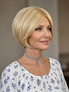 Glamvigor Hybrillia™ Blend Human HairPale Blonde with Slight Platinum Highlighting modern bob Wig (Basic Cap) GBC018