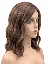 Glamvigor Hybrillia Blend Human Hair Trendsetting  Medium Brown layered wavy  Lace Part Wig GLP024