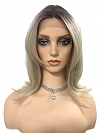 Glamvigor Hybrillia™ Blend Human Hair Light Blonde and Silver White blend with shaded roots shoulder length Lace Part Wig GLP063