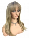 Glamvigor Hybrillia™ Blend Human Hair Elegantblonde ombre with FULL bangs long staright Lace Part Wig GLP061