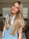 Dazzling Honey Blonde ombre lengthy textured layered fall to mid-back Synthetic Lace Part Wig GLP028