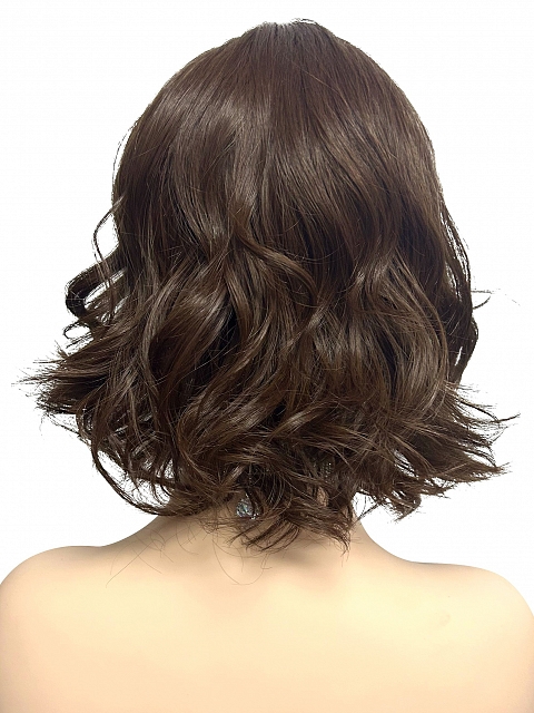 Avant-garde Warm Brown waved layered bob Synthetic Lace Part Wig GLP025