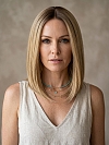 Glamvigor Hybrillia™ Blend Human Hair Chic Blonde Ombre Shoulder Length Straight Lace Part Wig GLP004
