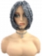 Black mixed silver short bob Synthetic Lace Part Wig GLP050