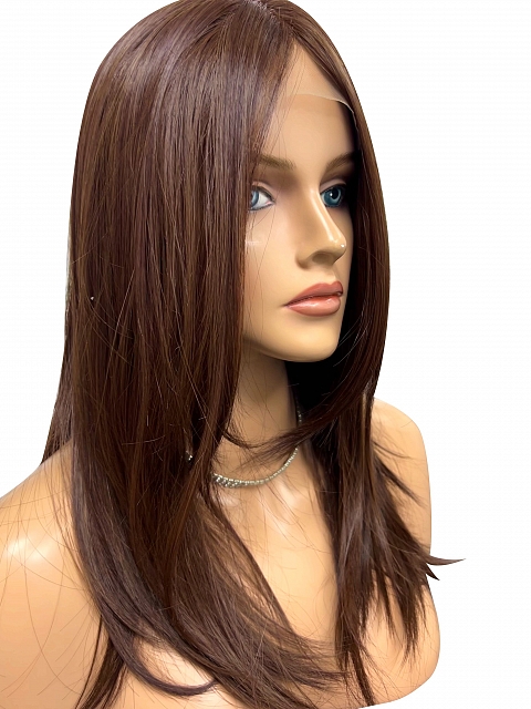 Stunning Medium Reddish Brown long layered  Synthetic Lace Part Wig GLP011