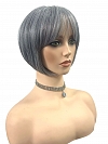 Glamvigor Hybrillia™ Blend Human Hair Perfect 80% black mixed 20% white Blended chin length bob with full bangs  Wig (Basic Cap) GBC024