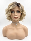 Glamvigor Hybrillia Blend Human Hair Blonde Ombre wavy with textured layerd short Lace Part Wig GLP030