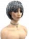 Perfect 80% black mixed 20% white Blended chin length bob with full bangs ynthetic Wig (Basic Cap) GBC024