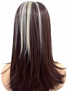 Dark red-brown mix white blonde  Straight synthetic  Lace Part Wig GLP054