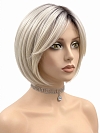Glamvigor Hybrillia Blend Human Hair Chic Blonde Ombre layered short Bob Wig (Basic Cap) GBC016