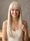 Glamvigor Hybrillia Blend Human Hair long warm blonde straight  with bangsLace Part Wig GLP086