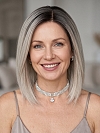  Glamvigor Hybrillia Blend Human Hair ICED BLONDE WITH Dark Roots Straight PRE-CUT Lace Part Wig GLP078