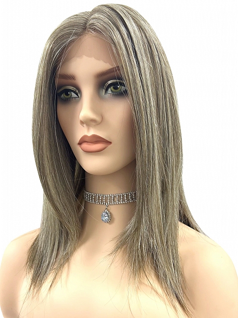 Light Brown blend Blonde long layered straight  synthetic wig glp032