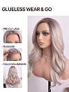 Glamvigor Hybrillia Blend Human Hair Cool Platinum Blonde with Dark Roots  long layered PRE-CUT Lace Part Wig GLP074
