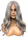 Exquisite grey wavy long-length  Synthetic Lace Part Wig GLP013