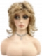 Dark Blonde Evenly Blended with Pale Blonde Highlights and Dark Roots mid-length shag with layered Synthetic Wig (Basic Cap) GBC020