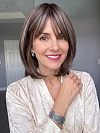 Glamvigor Hybrillia™ Blend Human Hair Natural soft brunette with highlights shoulder-length bob  with bangs Lace  wig glp038