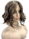 Brown with Medium Red-Gold Blonde Highlights  carefree wavy layered Synthetic Lace Part Wig GLP044