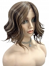 Brown with Medium Red-Gold Blonde Highlights  carefree wavy layered Synthetic Lace Part Wig GLP044