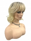 Glamvigor Hybrillia™ Blend Human Hair blonde ombre shoulder-length style with textured waves and a wispy fringe Lace Part wig GLP069