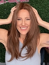 Soft dark brown long layered straight Synthetic Lace Part Wig GLP005