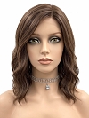 Glamvigor Hybrillia Blend Human Hair Trendsetting  Medium Brown layered wavy  Lace Part Wig GLP024