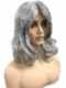 Silver grey layed wavy with side bangs  Synthetic Lace Part Wig GLP049