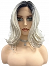 Ombre Silver White Wavy with side bangs Synthetic Lace Part Wig GLP047