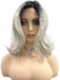 Ombre Silver White Wavy with side bangs Synthetic Lace Part Wig GLP047
