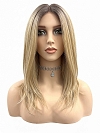 Glamvigor Hybrillia Blend Human Hair Pretty Blonde Ombre Medium layered Straight Lace Part Wig GLP007