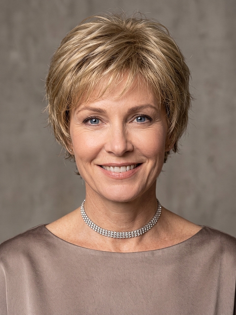 Glamvigor Hybrillia™ Blend Human Hair Chic Warm Medium Brown with Medium Golden Blonde Highlights short Pixie  Wig (Basic Cap) GBC004
