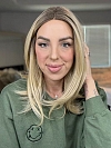 Pretty Blonde Ombre Medium layered Straight Synthetic Lace Part Wig GLP007