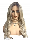 Glamvigor Hybrillia™ Blend Human Hair  Light Platinum Ombre Long Layered Wavy  Lace Part Wig GLP065