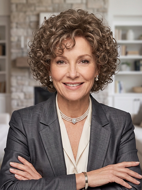 Glamvigor Hybrillia™ Blend Human HairWarm brown Spiral-wavy layered bob Wig (Basic Cap) GBC014