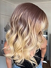 Natural Ash Blonde ombre  soft wavy layered Synthetic Lace Part Wig GLP043