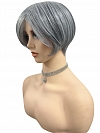 Grey with 40% white Blended short  length with full bangs bob Synthetic Wig (Basic Cap) GBC021