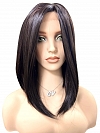 Soft Black with Gold-Red Highlights shoulder-length bob  Synthetic Lace Part Wig GLP031