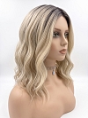 Glamvigor Hybrillia Blend Human Hair Elegant cool Blonde Ombre Wavy Lace Part Wig GLP001