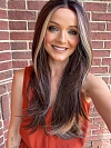 Glamvigor Hybrillia™ Blend Human Hair Beige Blonde and Auburn Blended with Medium Brown Roots long layered glamorous Lace Part wig glp042