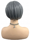 Perfect 80% black mixed 20% white Blended chin length bob with full bangs ynthetic Wig (Basic Cap) GBC024