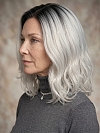 Glamvigor Hybrillia™ Blend Human Hair Ombre Silver White Wavy with side bangs  Lace Part Wig GLP047