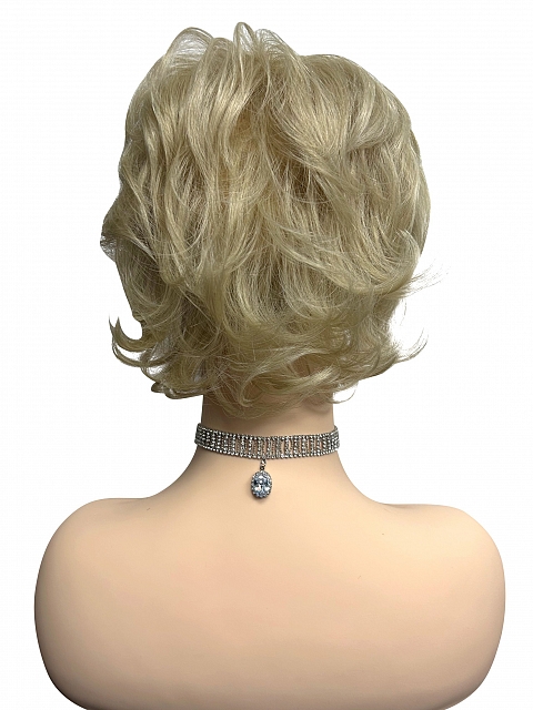 Fashion Blonde mixed Layered Wavy Short Pixie Cut synthetic wig (Basic Cap) GBC007