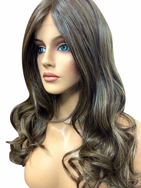 Warm Cinnamon Brown long layered loose beachy waves Synthetic Lace Part Wig GLP018