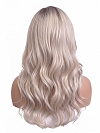 Glamvigor Hybrillia™ Blend Human Hair Cool Platinum Blonde with Dark Roots  long layered PRE-CUT Lace Part Wig GLP074