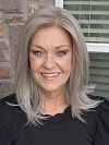 Luxury Light Brown with 75% Grey Blend with Soft White Tips shoulder length Synthetic Mono TOP Wig GMT002